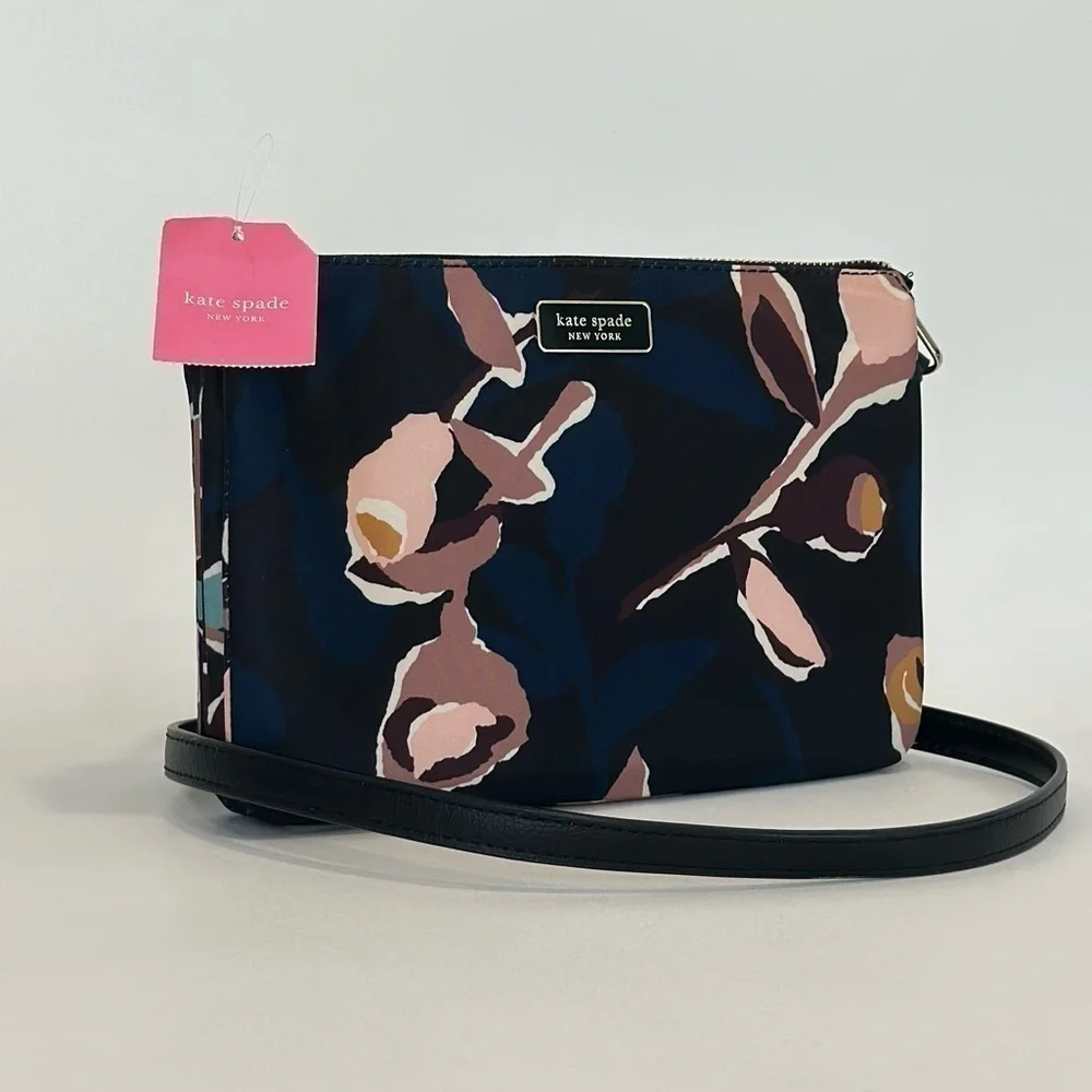 Kate Spade New York Triple Gusset Crossbody Bag with Dawn Paper Rose Print